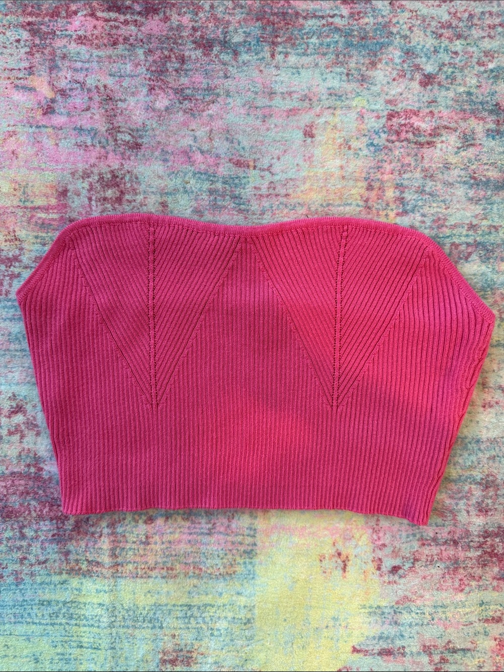 See matching skirt Fashion Nova Strapless Ribbed Bustier Top - Fuchsia Pink